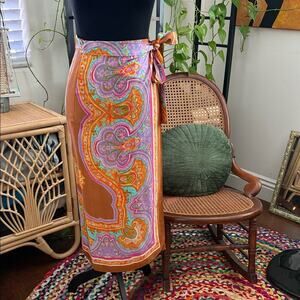 Zara Multicolor Paisley Wrap Midi Pencil Skirt